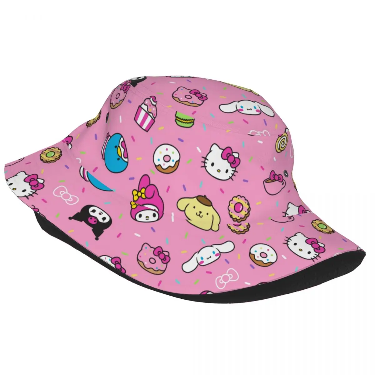 Sanrio Characters Bucket Hat for Women Summer Hello Kitty Kuromi Sun Hat for Outdoor Sports Caps