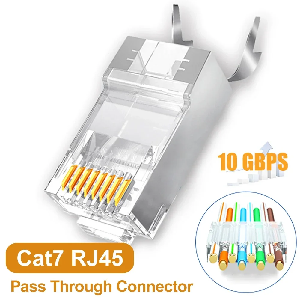 10/5/1Pcs RJ45 Connector Cat8 Cat7 Cat6A RJ45 Plug Shielded FTP 8P8C Network Crimp Connectors RJ45 Network Modular Plug