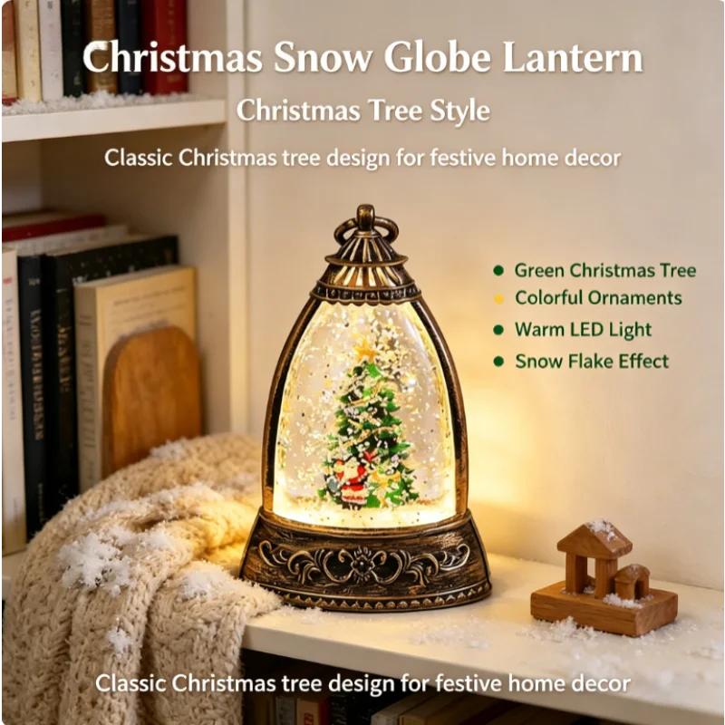 Santa Claus Cone Snowfall Desk Ornament Holiday Glowing Figurine Winter Scene Decor for Mantel Shelf Office Bedroom  Centerpiece