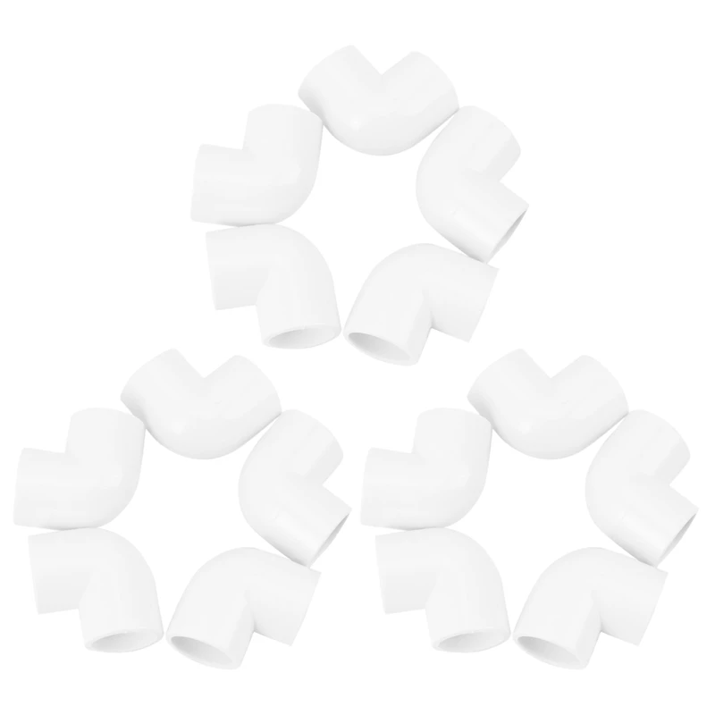 

15 Pieces 20Mm Dia 90 Angle Degree Elbow PVC Pipe Fittings Adapter Connector White