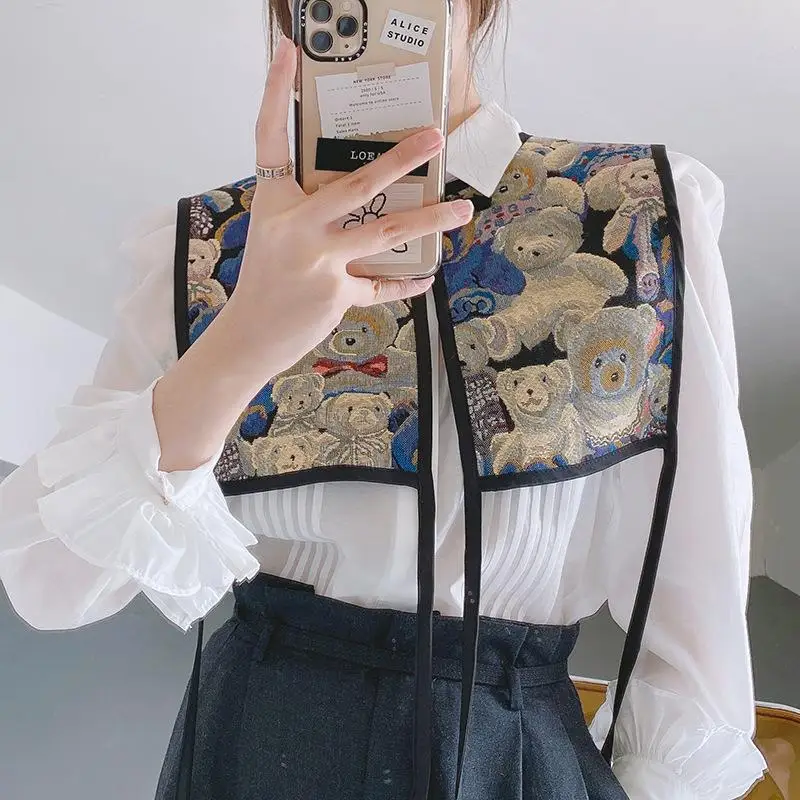 Vests Women Embroidery Lace-up Chic Vintage All-match Casual Korean Fashion Summer Classic Prevalent Waistcoat Harajuku Delicate