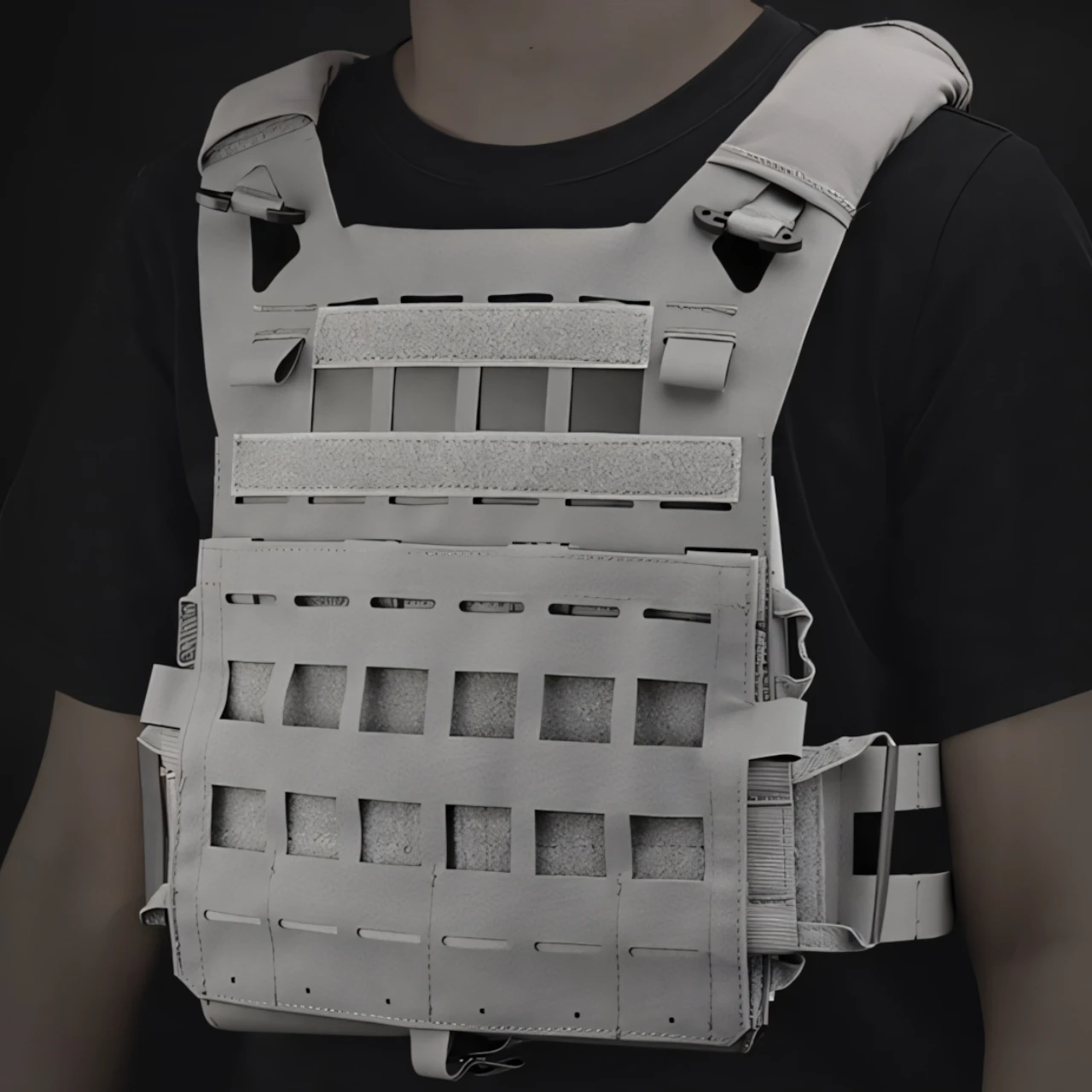 Wosport SPC Plate Carrier Lightweight MOLLE Vest Laser Cut Quick Release Shoulder Buckle Hook-and-Loop Rear Zipper for Airsoft
