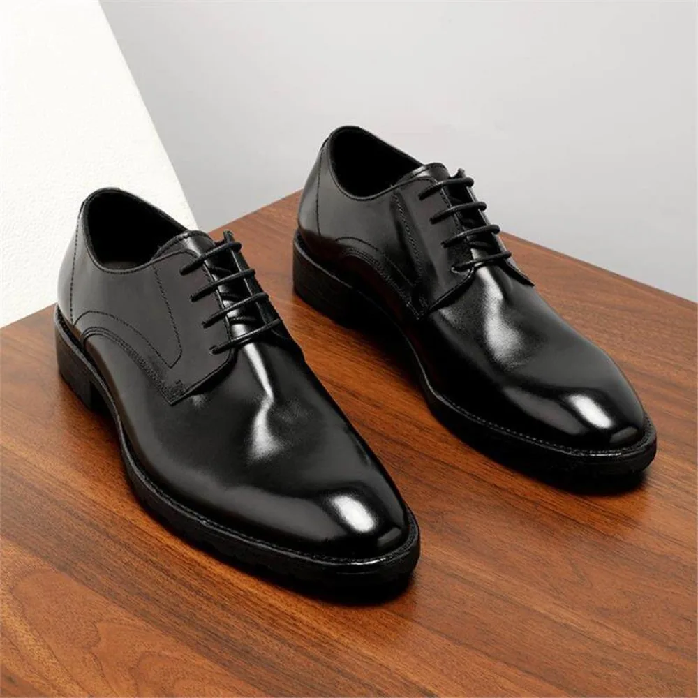 High Quality Goodyear Welt Hand Washed Brown Leather Mens Business Formal Dress Shoes For Commute Workwear