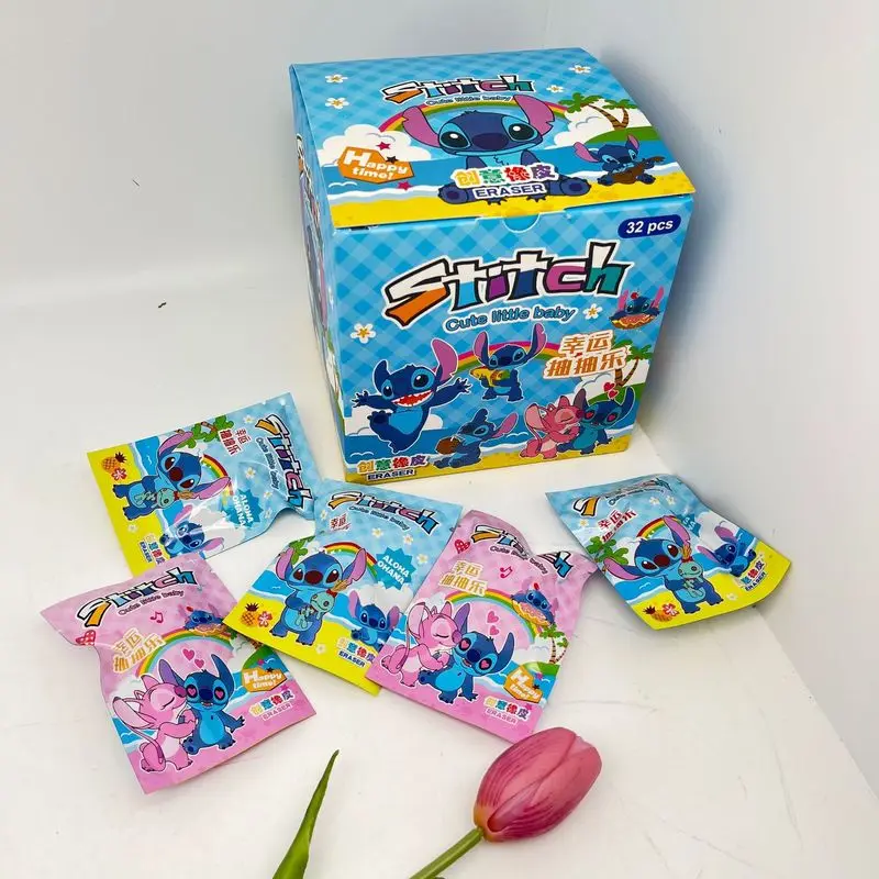 Stitch Eraser 32pcs Disney Kawaii Student Stationery Cartoon 3d Blind Bag Pencil Eraser Cleaning Tools Cute School Gifts Office image 6