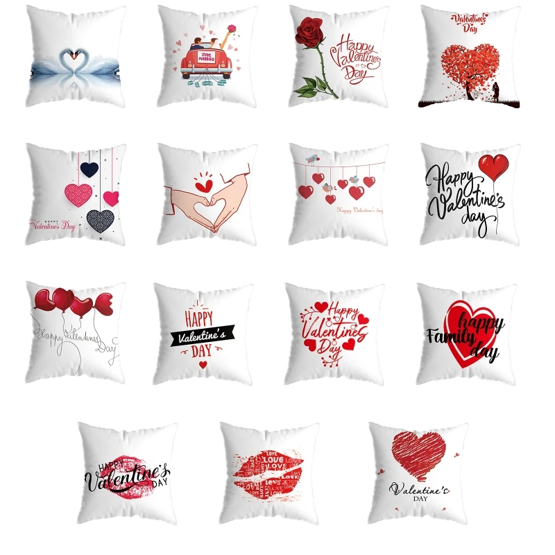 

Valentines Throw Pillow for Case Plush Romantic Red Love Heart Cushion Cover Dec A0KC