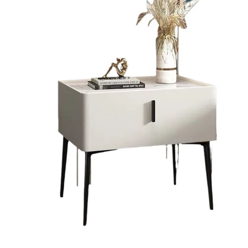 Bedside table all solid wood light luxury Nordic leather art simple modern storage bedside table household small apartment