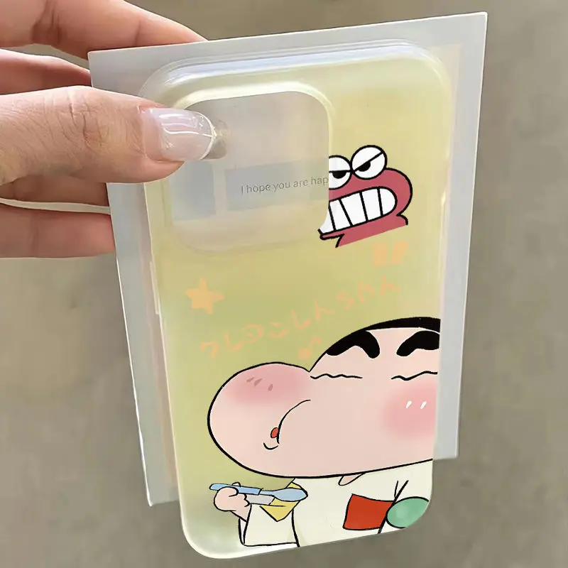 Kawaii تلوين شين تشان جراب هاتف آيفون 16 برو ماكس 15 14 زائد 11 12 13 البسيطة لينة الكرتون للصدمات عودة يغطي #4