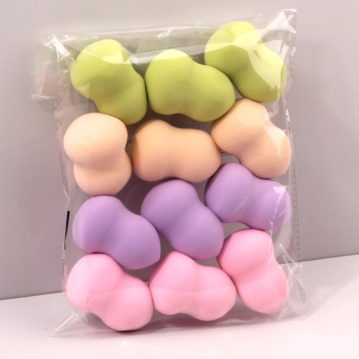 خلاط تجميل متوسط الحجم ، إسفنجة مكياج متعددة الألوان ، للحصول على سائل مثالي ، كريم ، بودرة ، غير لاتكس ، 12 +