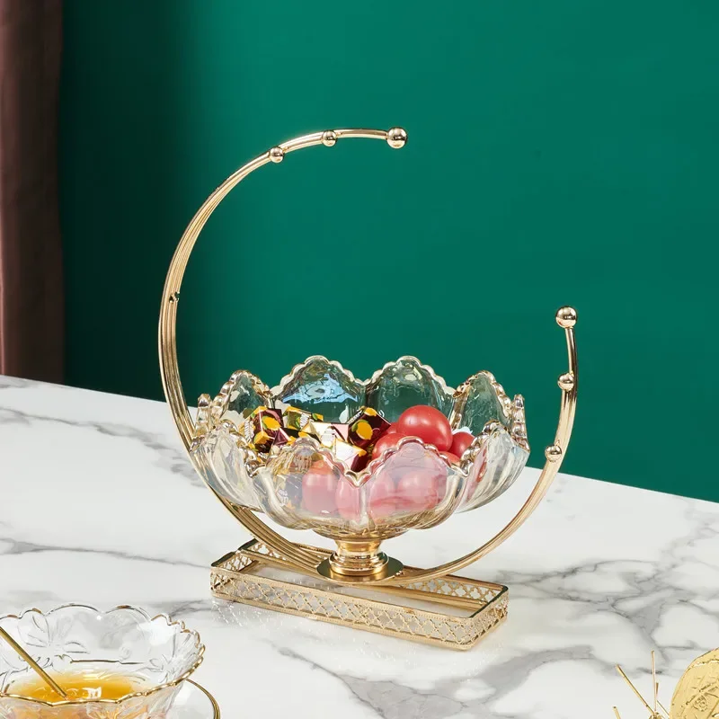 Nordic Style Snack Tray Modern Living Room Household Crystal Glass Fruit Candy Basket Light Luxury Jewelry Organizer Tray