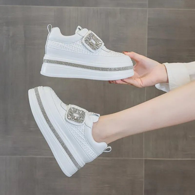 أحذية بيضاء جديدة للصيف والخريف أحذية رياضية داخلية مرتفعة ونعل سميك لون نقي مقاومة للاهتراء ومتعددة الاستخدامات وقابلة للتنفس #6