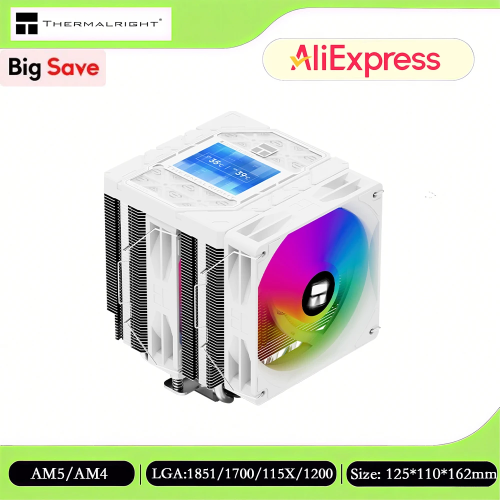 

Thermalright Peerless Assassin 120 VISION ARGB WHITE CPU Air Cooler, DIY Setup/2.8-Inch Display/6 Heat Pipes, LGA 1851/AM5/AM4