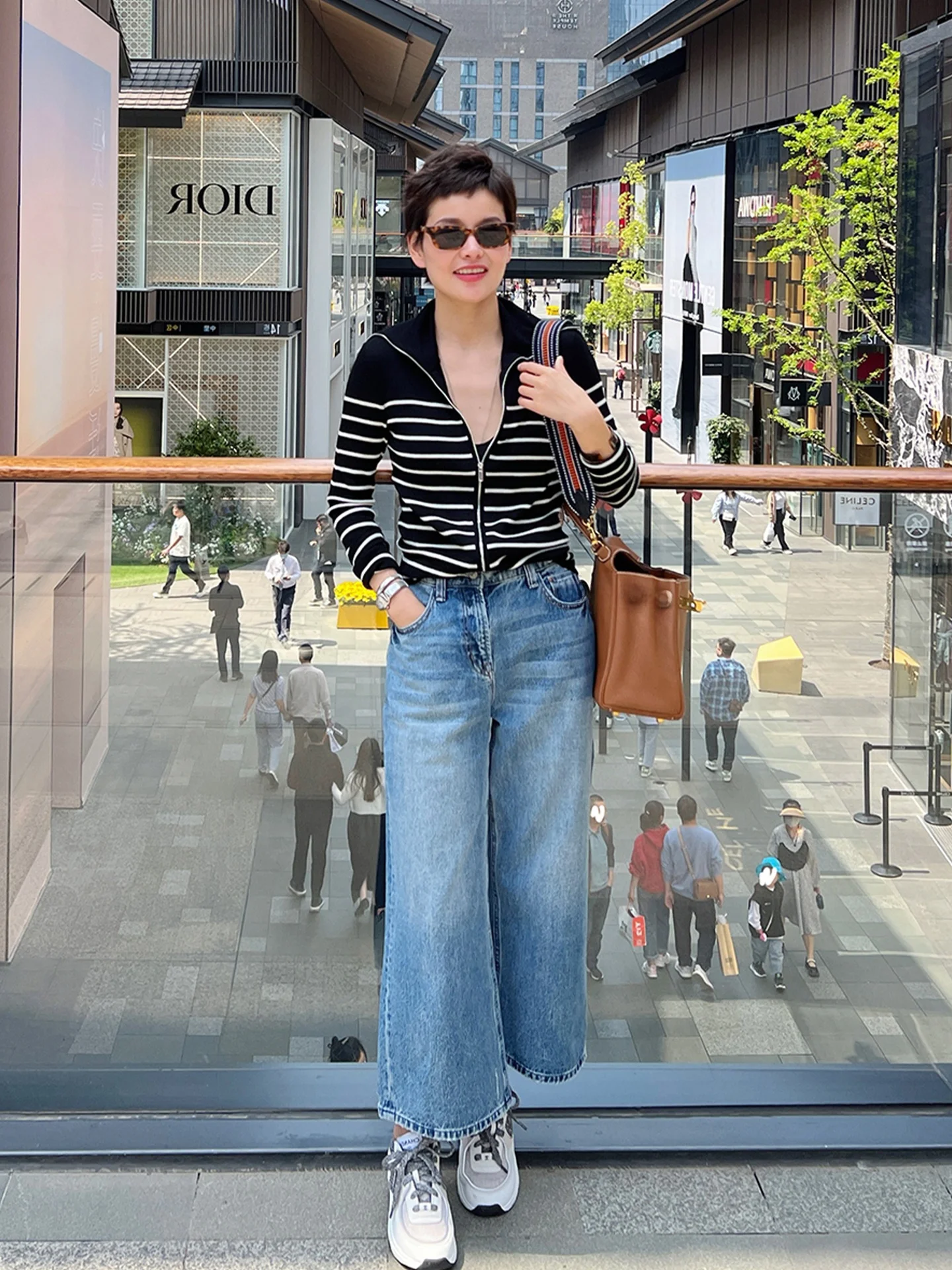 سستة تخفيف طويلة Sve سترة مشغولة من الصوف اللون بلو مخطط قاعدة irt عادية الكورية Sle المرأة Faion الخريف الأعلى