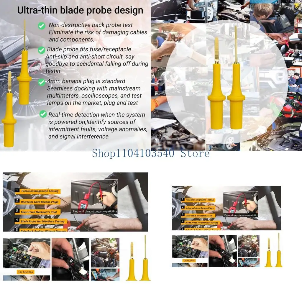 02DC Battery Diagnosis Pin Set with 4mm Connection, Fine Point and Blade End Forms for Multimeter Use, Board Service and Tight