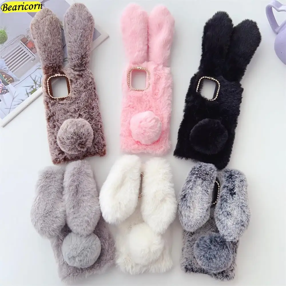 Soft Plush Case For Samsung Galaxy A01 A02s A03s A04 A04s A05s A12 A22 A32 A42 A52s A72 A14 A24 A34 A54 Furry Fur Rabbit Bunny