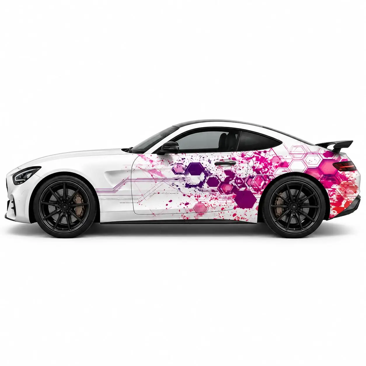Pink Purple Hexagon Splatter Car Wrap Vinyl Decal Sticker