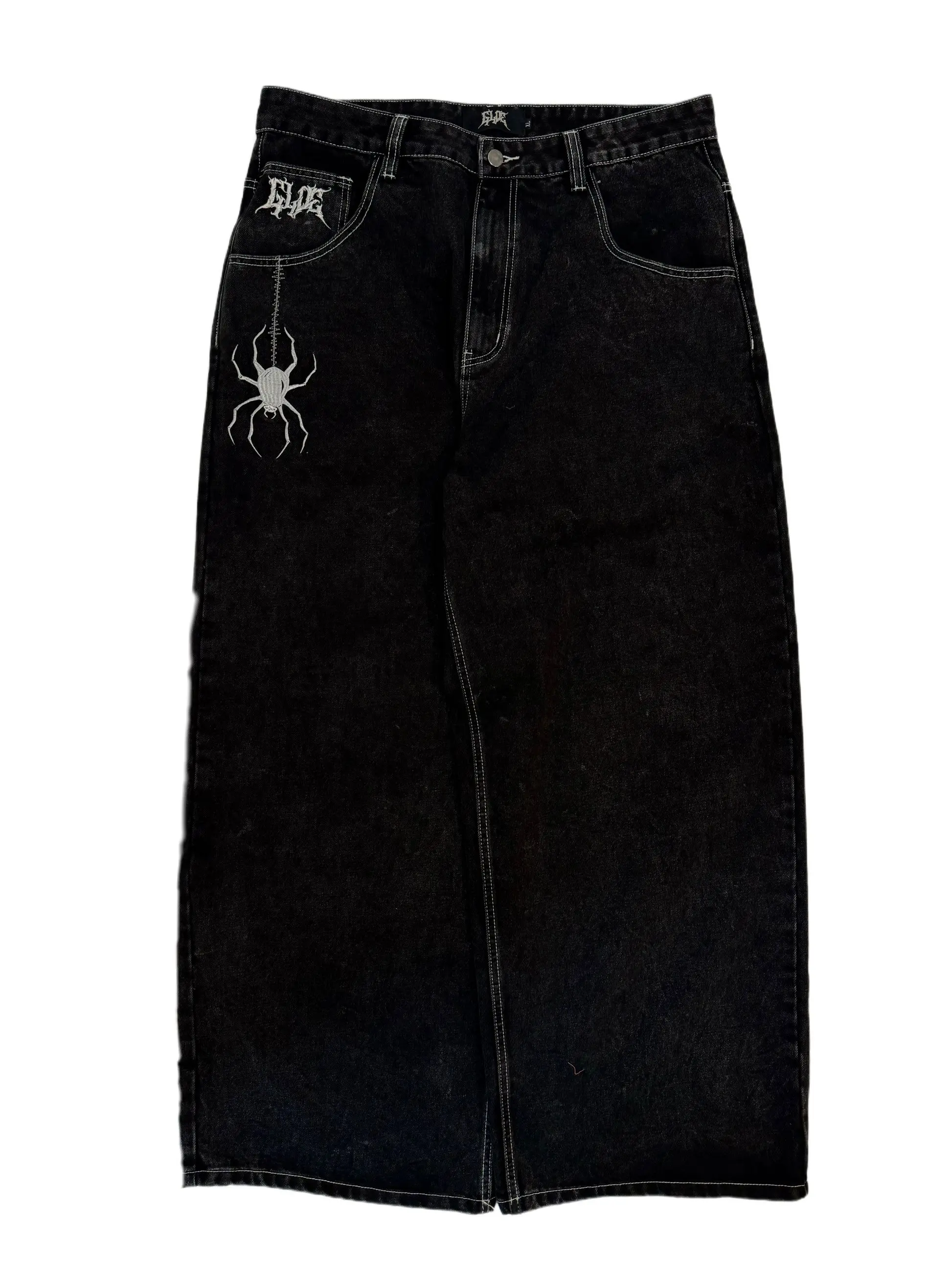 Hip Hop Gore Baggy Jeans para homens, roupas de rua vintage, jeans de rua Y2K slouchy dos anos 2000, calças jeans de pernas largas