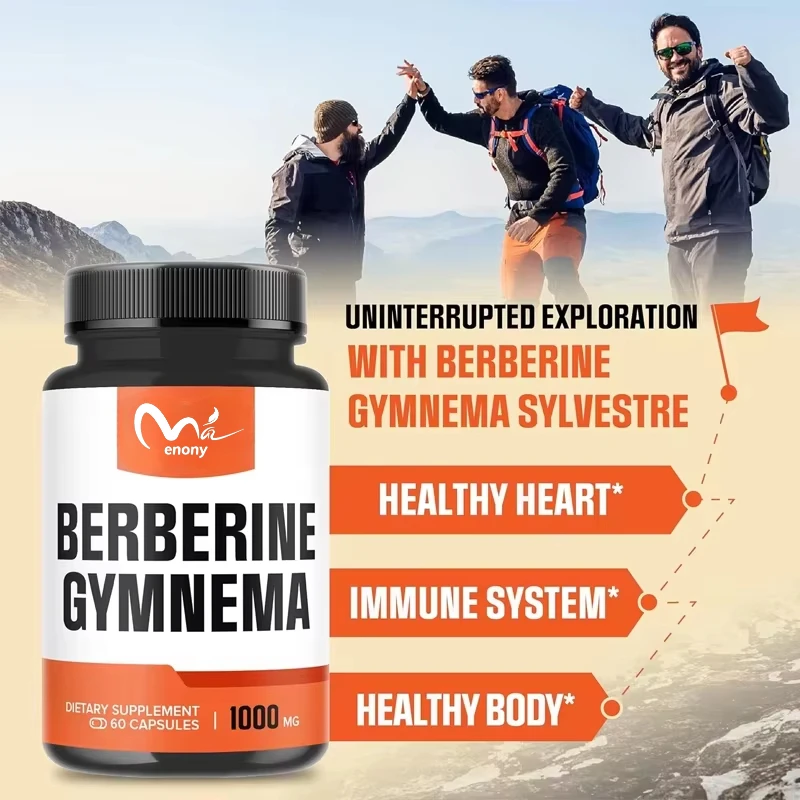 1000mg Berberine supplement containing organic Gymnema Sylvestre leaves - supports immune system and gastrointestinal function