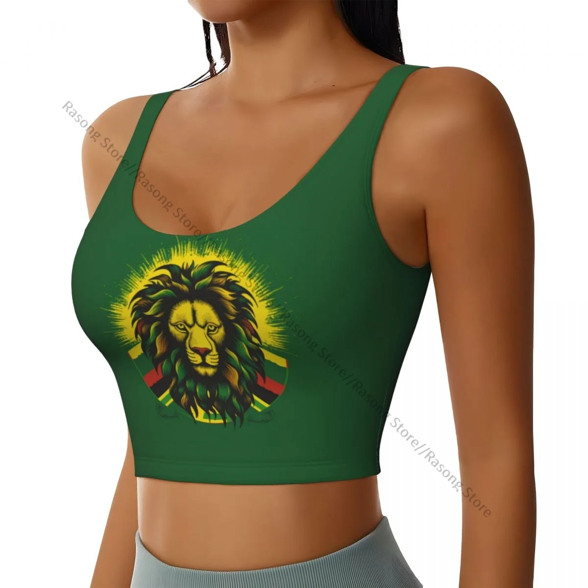 Women Sexy Sports Vest Jamaican Lion Elements Female Streetwear Sport Lingerie Tee Crop Top