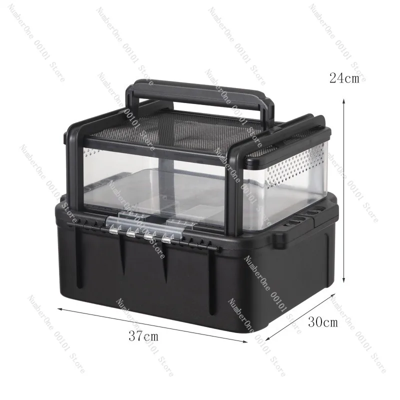 Outdoor Reptile Breeding Box, Anti-escape Snake Cage Small Pet Transport Air Carrier Portable Travel Cage for Hamster
