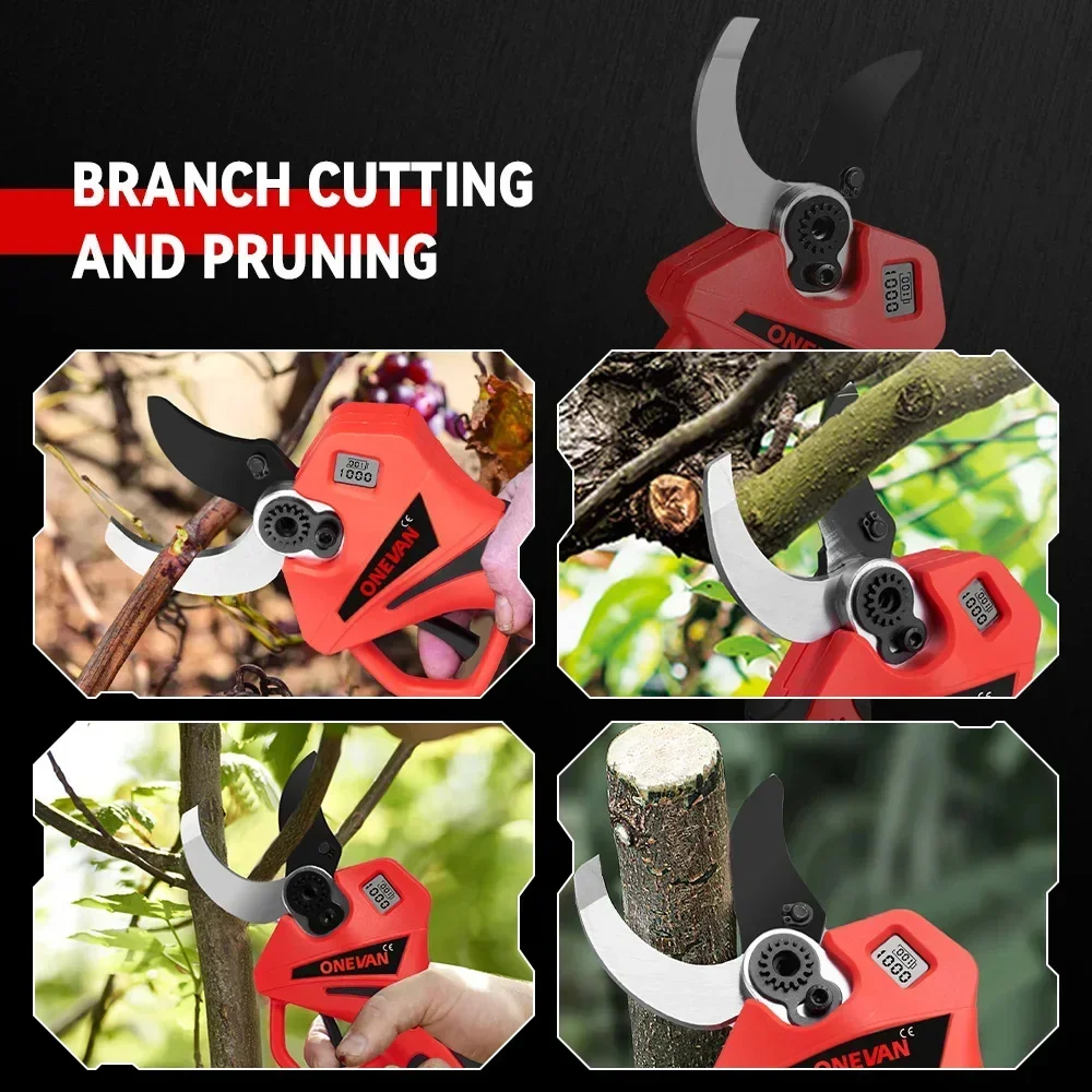 ONEVAN Brushless 55MM Electric Pruning Shears 2 Gears Electric Scissors Tree Branches Garden Pruning Tool For Makita 18V Battery