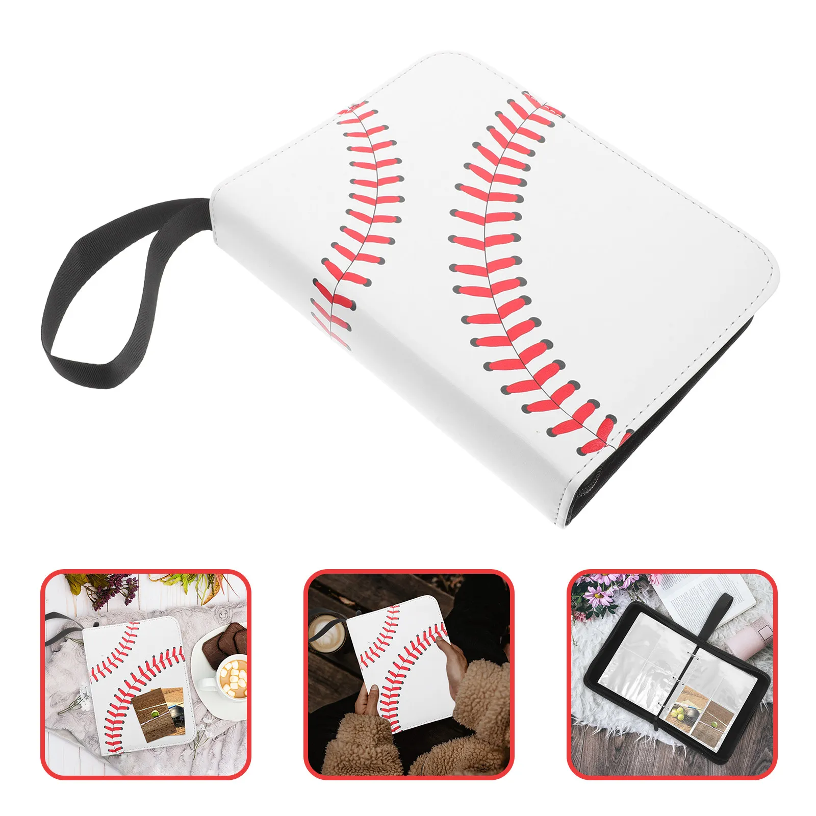 

4 Pocket Baseball Card Binder Pu Cover Trading Card Storage Organizer Album Durable Holder For Sports Cards Collection Protector