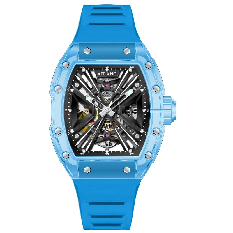 中空バレルスケルトンカップルウォッチ 自動巻き機械式 ペアウォッチ 彼と彼女のためのラグジュアリーユニセックスデザイン