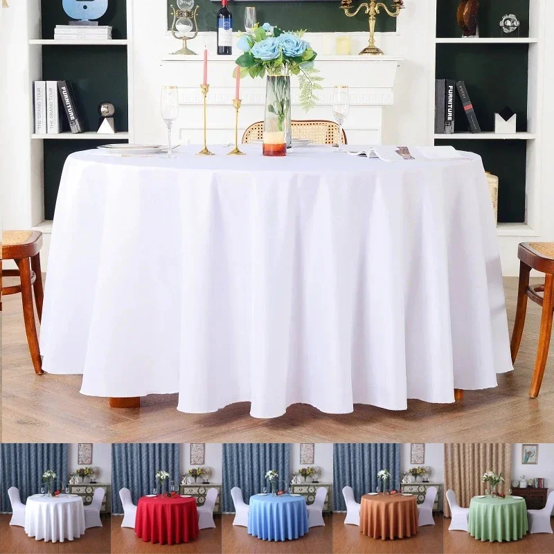 1PC Round Tablecloth Circular Polyester Table Cover Polyester Navy Blue Table Cloth for Hotel Banquet Birthday Party Table Decor