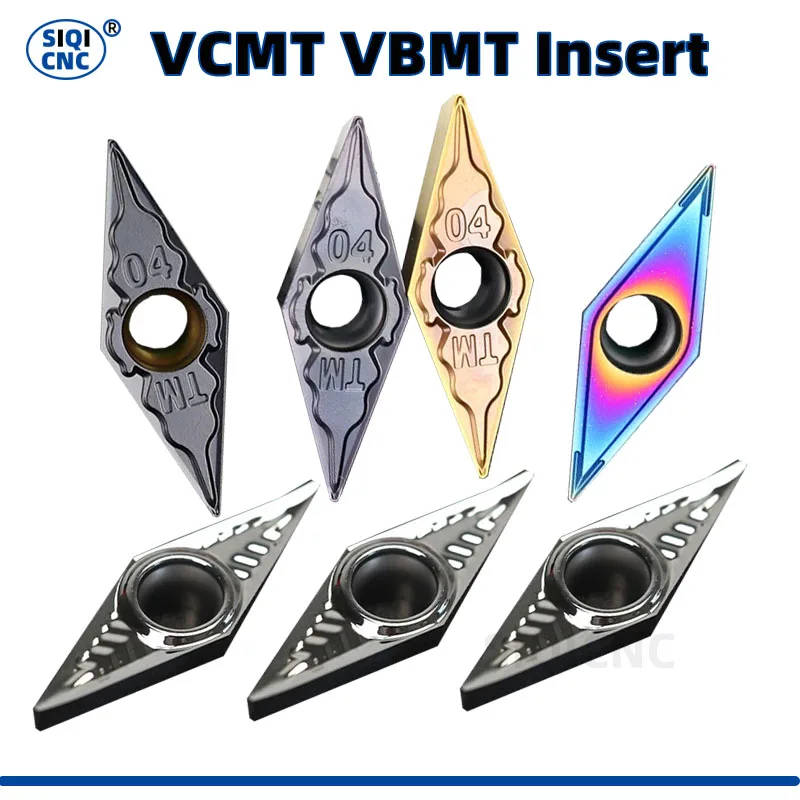 SIQI VCMT VBMT إدراج الصلبة كربيد CNC مخرطة أداة شفرة VCMT1604 VBMT1604 VCMT1103 للصلب سبائك الألومنيوم الفولاذ المقاوم للصدأ