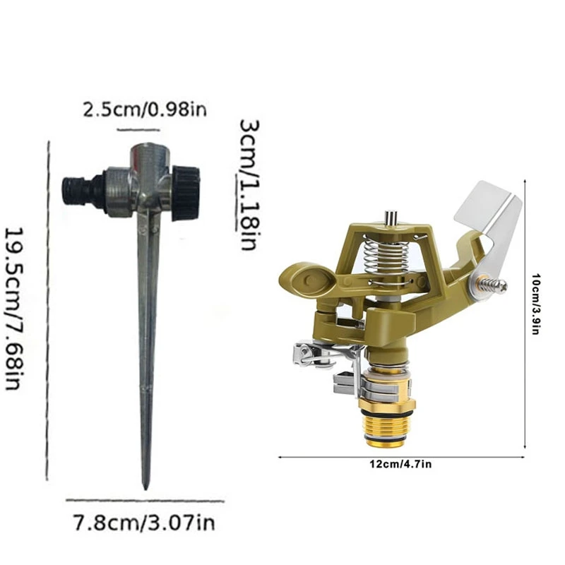 Set Zinc Alloy Water Sprinklers for Lawns Yard Sprinklers Heavy Duty Sprinkler Heads Adjustable 360  Large Area Irrigation view 2