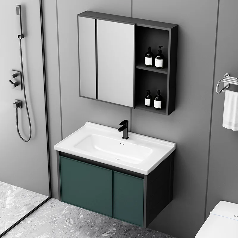 Alumimum Bathroom Cabinet Combination Modern Minimalist Bathroom Washbasin Small Apartment Wall-Mounted Wash Basin Pool