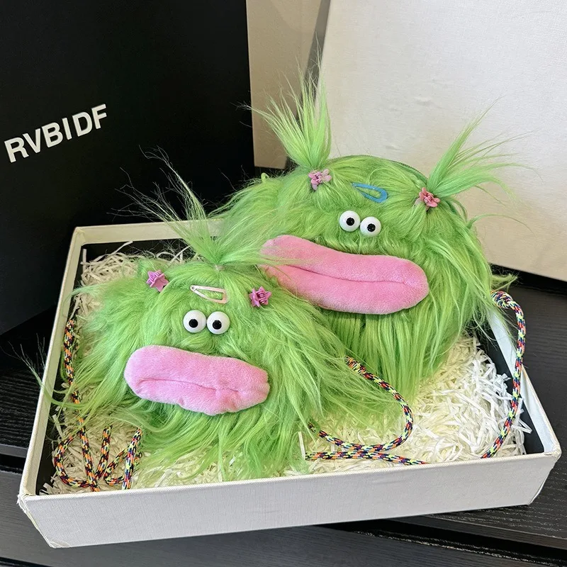 

Fun Long Hair Braided Crossbody Bag Doll Ugly & Cute Doll Personality Plush Toy Funny Plush Mini Crossbody Bag Cute Shoulder Bag