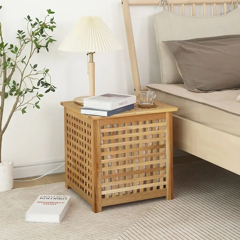 

Japanese-style solid wood edge few wooden bedroom bedside table creative grid sofa storage edge few can be stored Hall