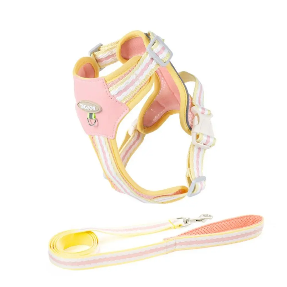 

Breathable Dog Harness Leash Set Quicklace Adjustable Pet Collar Rope Reflective Soft Pet Chest Strap Vest Pet Walking