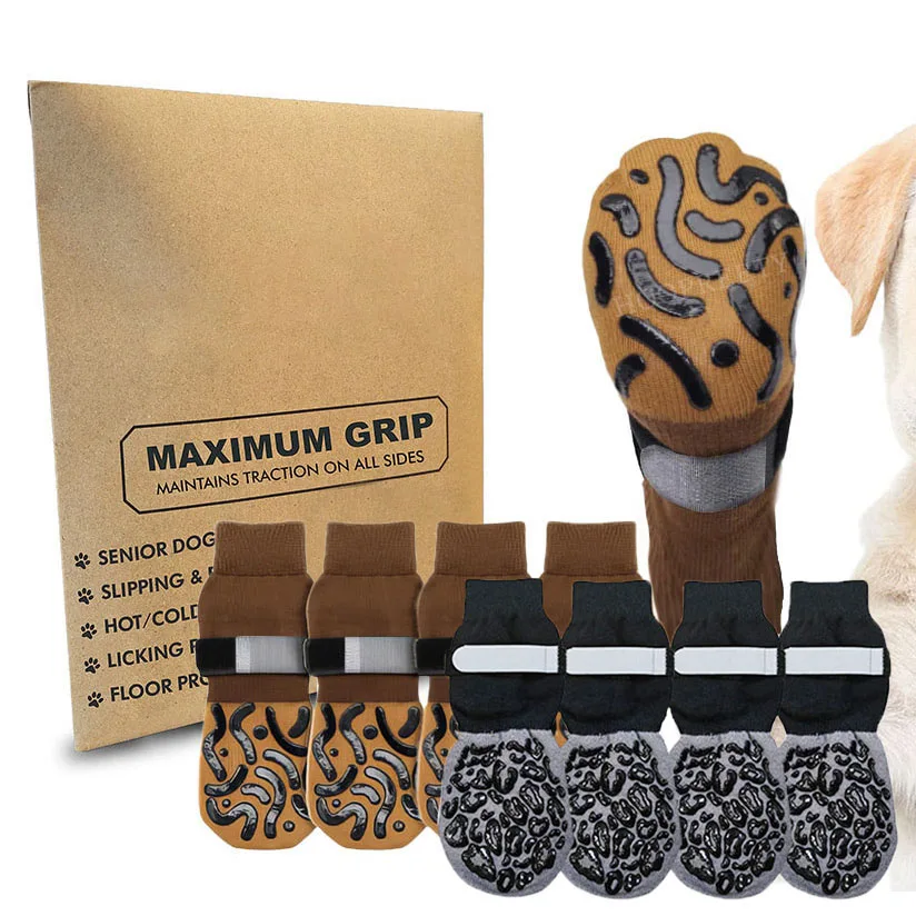 

Non-Slip Dog Socks for Hardwood Floors, Prevents Licking Slipping, Thick Dog Booties with Grippers for Small Medium Large Dogs