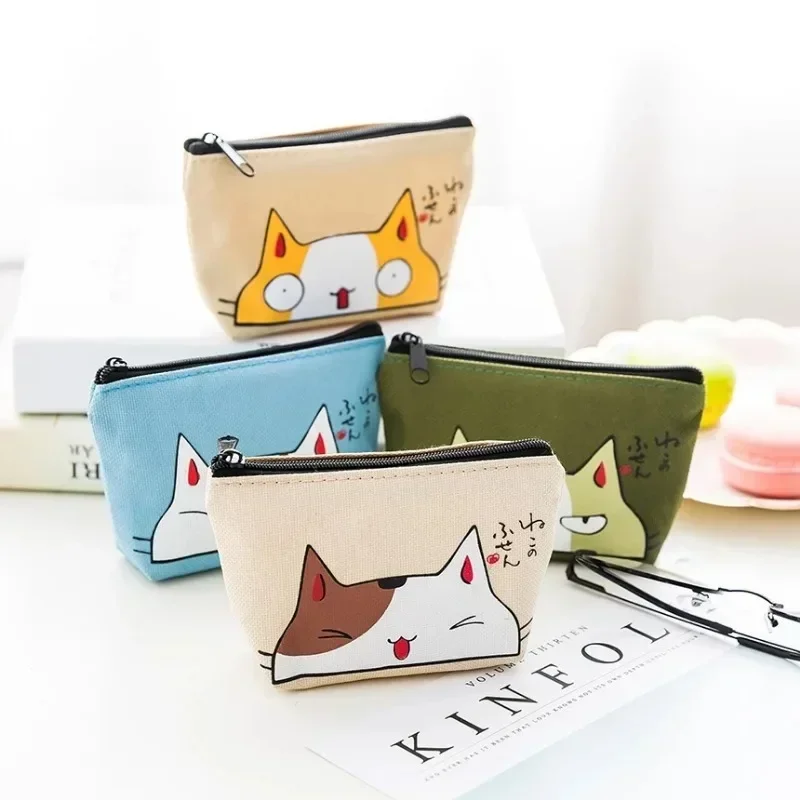 Nowa kot kreskówkowy drukowana Mini Oxford portfel na klucze damska saszetka na karty z zamkiem saszetka na pieniądze torba portmonetka Kawaii dla dziewcząt ładny portfel