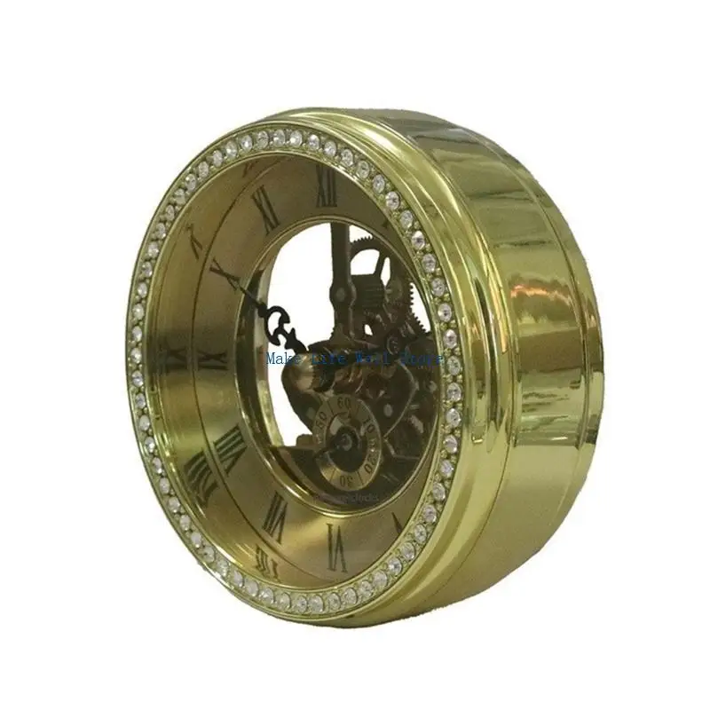  Modern 100mm Desk Clock with Crystal Inlay, Quiet Movement Interior Decoration