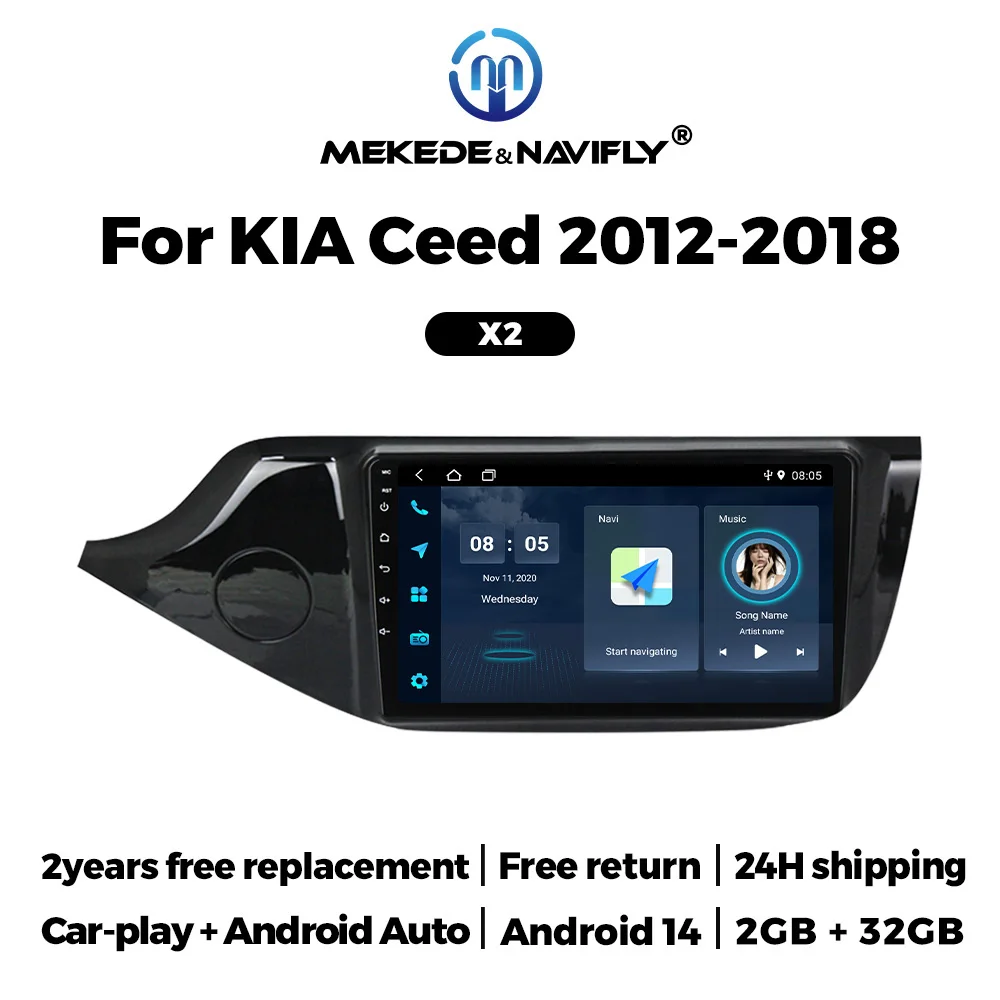 2026 New Car Radio Android For Kia Ceed Cee'd 2 JD 2012-2018 Carplay Auto 2Din Stereo Multimedia Video Player BT GPS Navigation