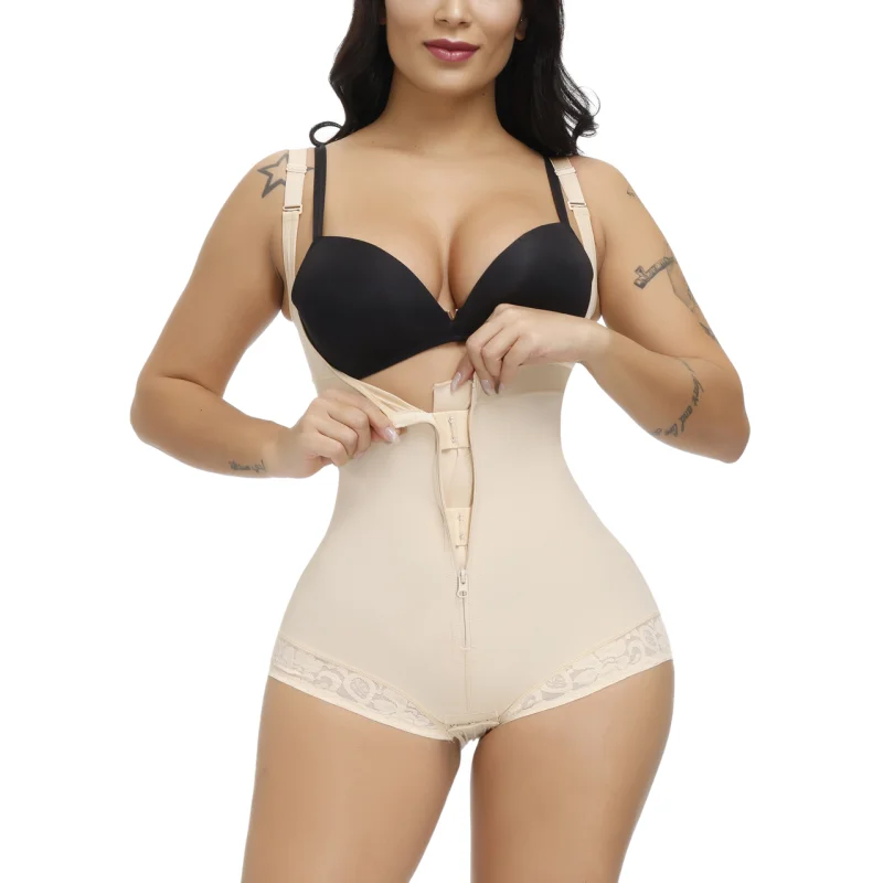 

Lace Bodysuit Firm Control Butt Lifter Adjustable Hook And Eye Open Crotch Compression Women Shapewear