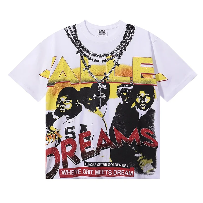 

Повседневная футболка из чистого хлопка с принтом Valley Rhinestone для мужчин и женщин