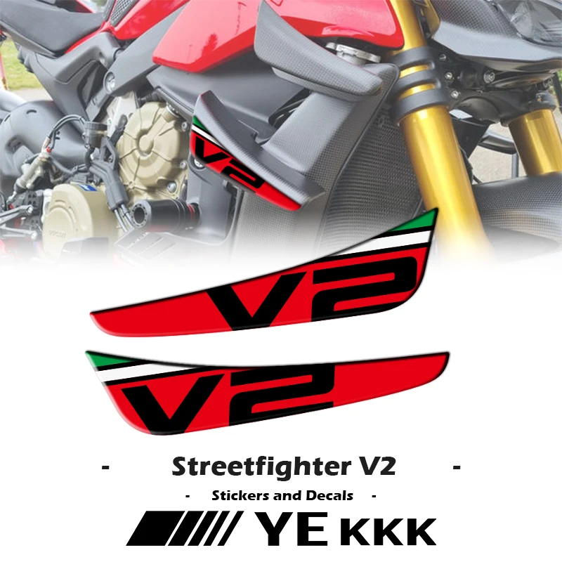 

StreetfighterV2 LOGO 3D Winglet Flank Sticker Decal For Ducati Streetfighter V2 Italian Tricolor Flags For Wings