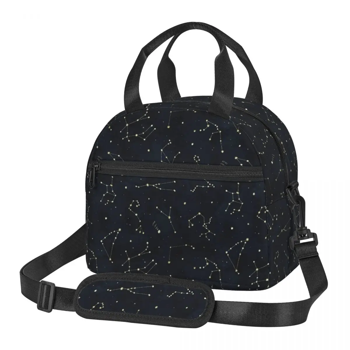 Night Sky Golden Celestial Stars Zodiac Constellations Lunch Bags Bento Box Lunch Tote Picnic Bags  Thermal Bag for Woman Work