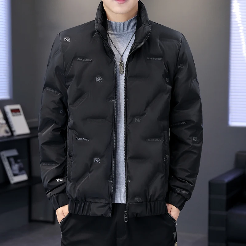 

Men's Winter ort Puffer Jaet Lightweight Warm Stand Collar Faionable Casual Outerwear Polyester Fiber White Du down