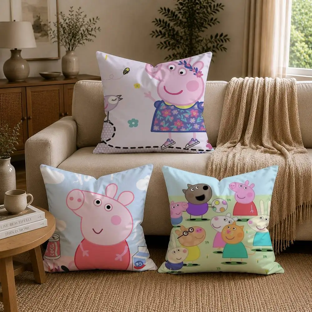 Cartoon Pink Peppa Pig Pillow Case for Sofa Living Room Home office Decor Protective Cover