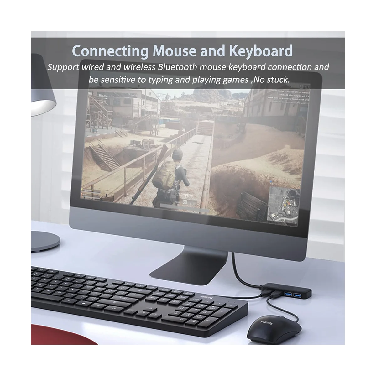 AT87-4 Ports USB Hub, USB 3.0 Hub USB Splitter USB Expander for Laptop, Flash Drive, HDD, Console, Printer, Camera,Keyboard