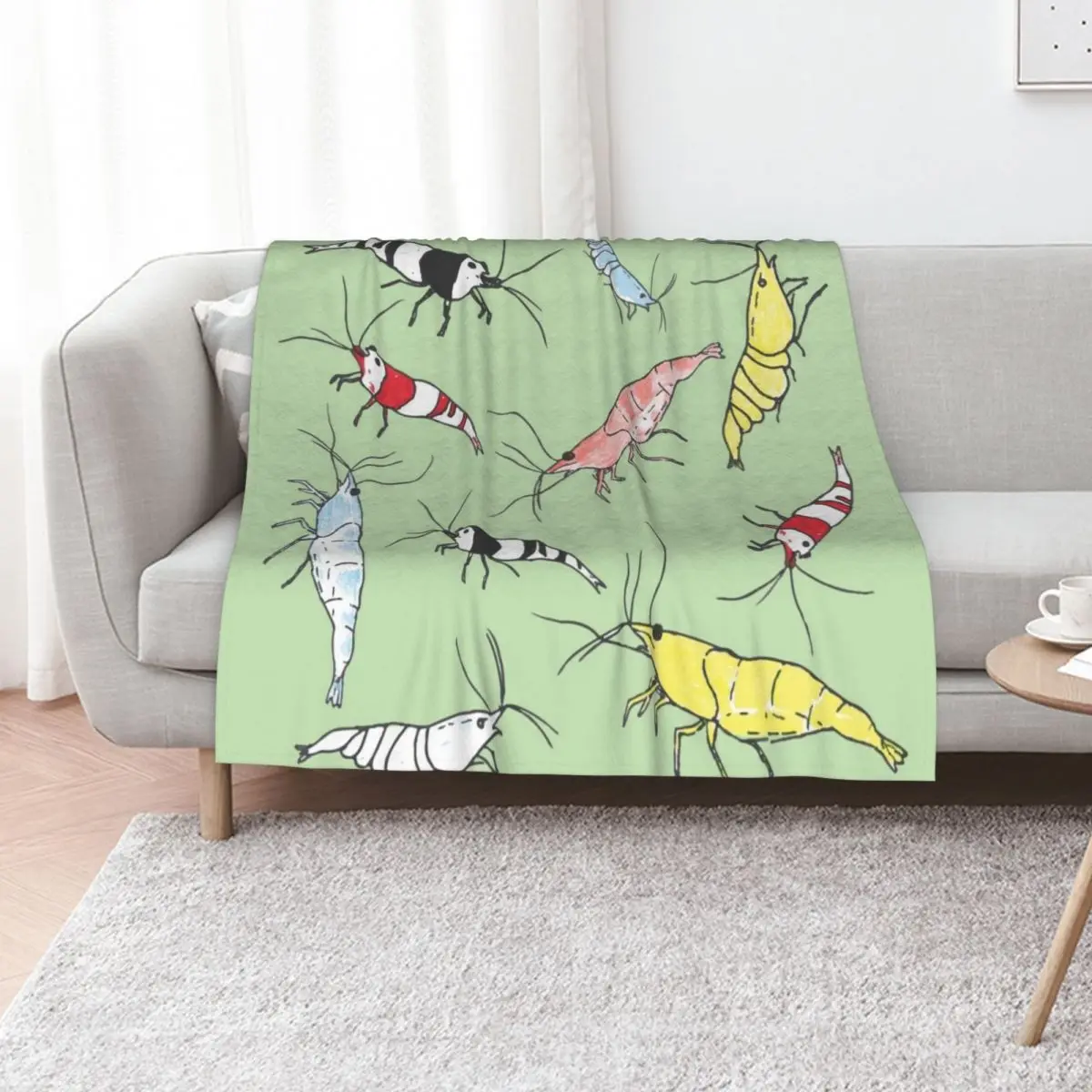 Fancy Aquarium Shrimp Pattern Throw Blanket Heavy Furry heavy to sleep Soft decorative Nap Blankets