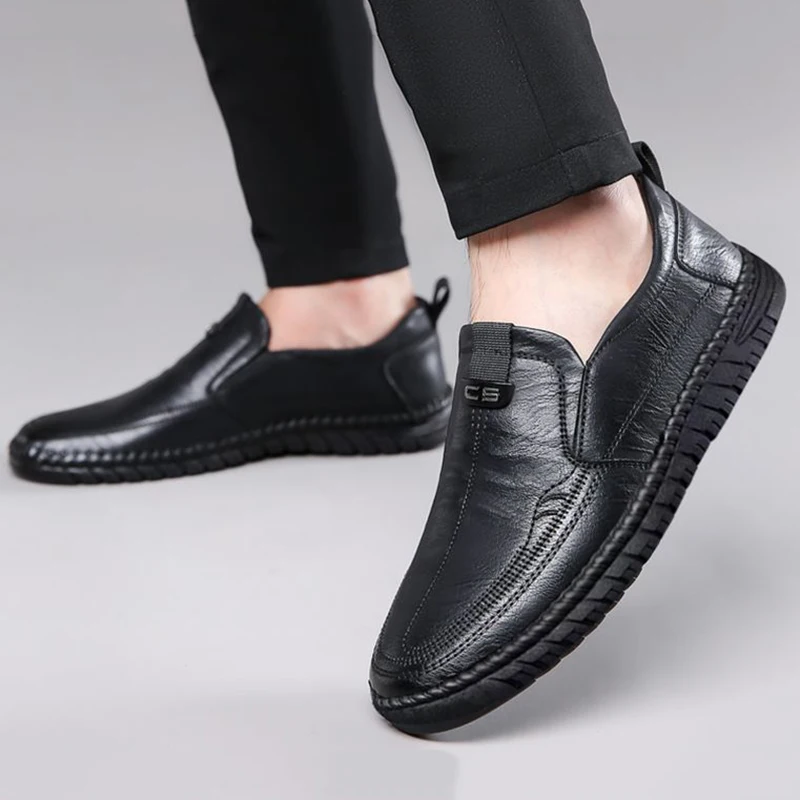 Chaussures en cuir décontractées respirantes pour hommes, tendon polyvalent, chaussures à semelle souple, non ald, résistantes à l'usure, confortables, à la mode, neuves