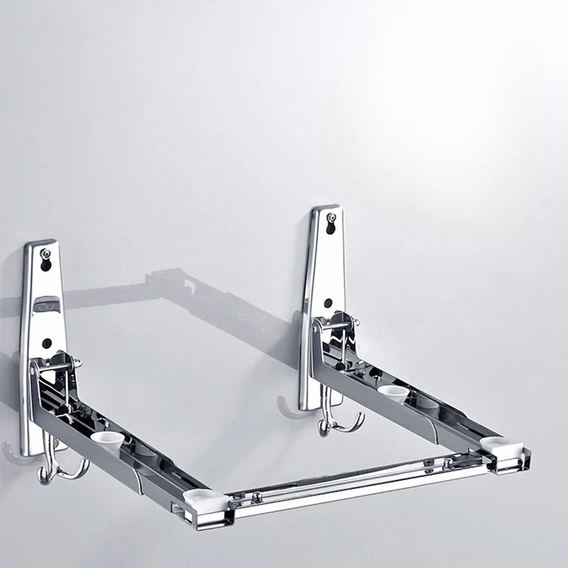 Stainless Steel Microwave Oven Rack Foldable Oven Shelf Retractable Kitchen Accessories Storage Rack Wall-Mounted Oven Rack