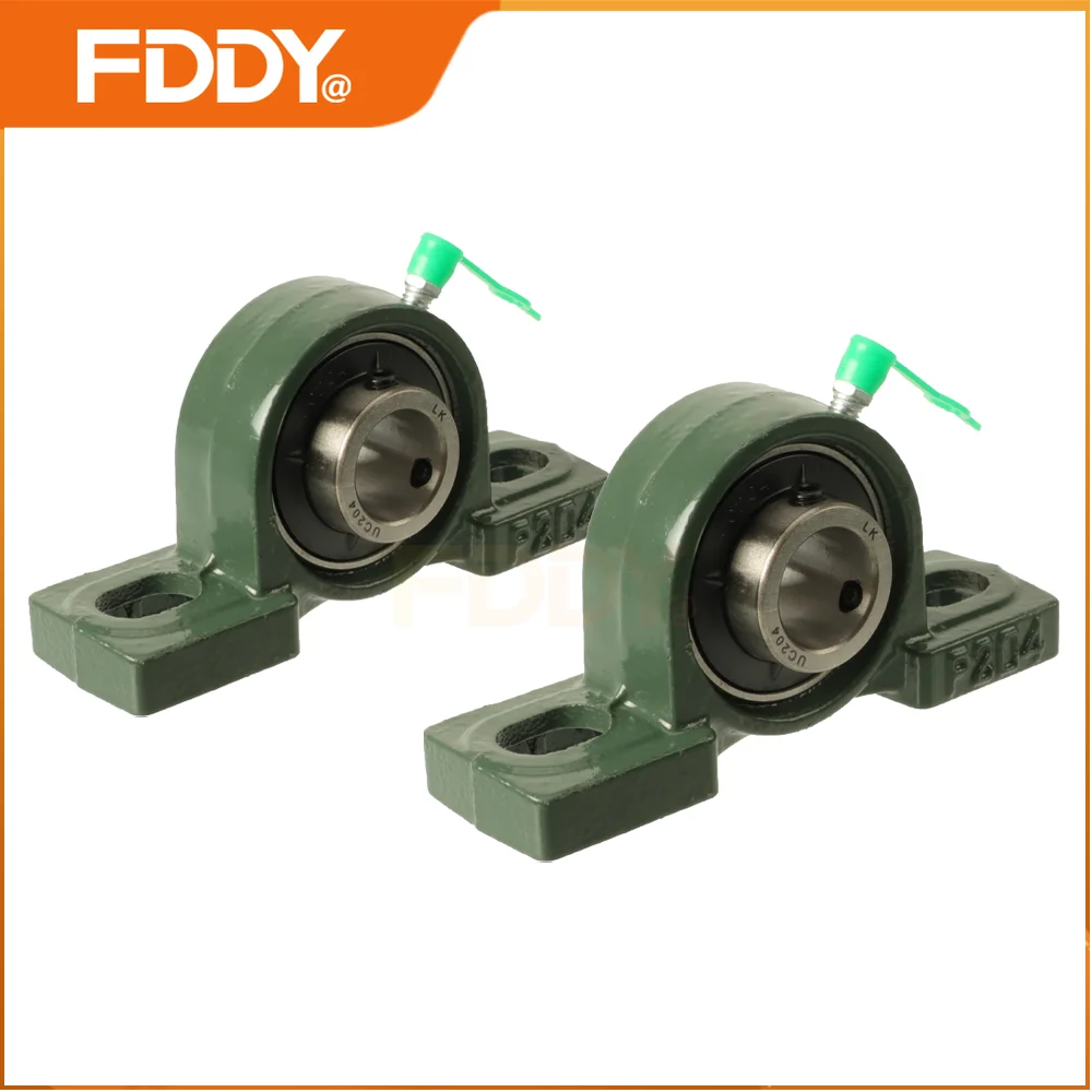 FDDY 2Pcs UCP204 UCP205 UCP206 UCP207 Pillow Block Bearing Bore 12/15/17/20/25/30mm Bolt Solid Base for Spindle