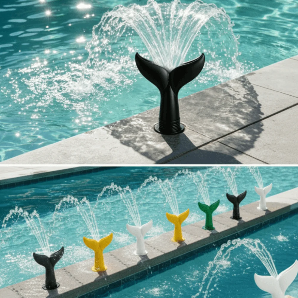 3/4 Inch Universal Swimming Pool Fountain Oxygenating Fountain Effect Mermaid Tail Pool Sprayer Wide Fan Waterfall
