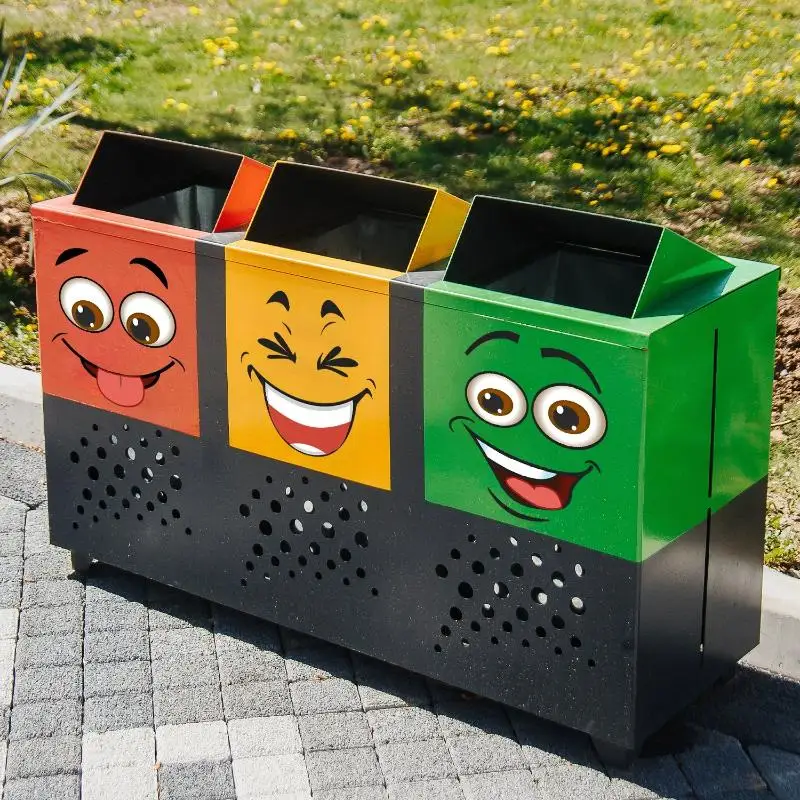 4Pcs Funny Face Waste Bin Decals Self-adhesive Waterproof Cartoon Stickers for Bathroom Kitchen Home Gifts